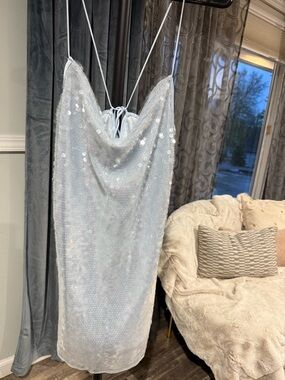 Target Light Blue Satin Slip Dress with Spaghetti Straps